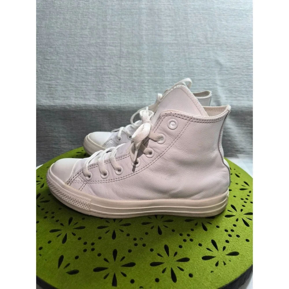 Converse Chuck Taylor All Star High Unisex US M4/W6 Shoes White Leather Sneakers - Picture 3 of 8